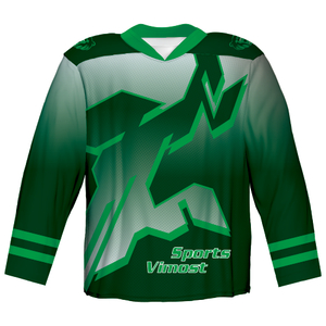 Custom Green Hockey Jersey Number 35 Full Sublimation Hockey Uniforms Hockey Shorts
