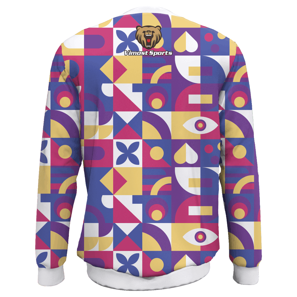  New Fashionable Custom Sublimated Sweater with White Round Neck