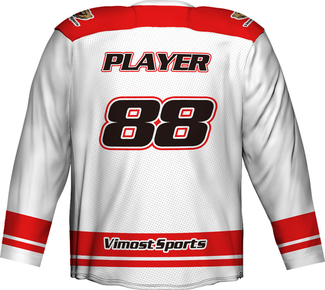 100% Polyester Custom Sublimated Red And White Ice Hockey Jerseys of Good Quality