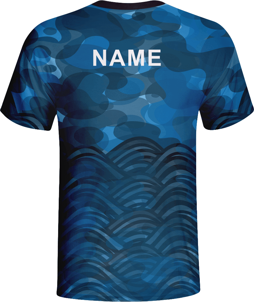 2022 Good Quality Custom Sublimated Blue T-shirt with Round Neck