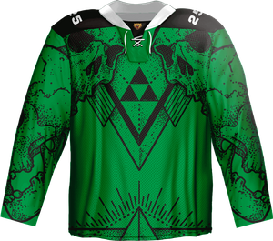  Full Custom Ice Hockey Jerseys with Green And Black Colors