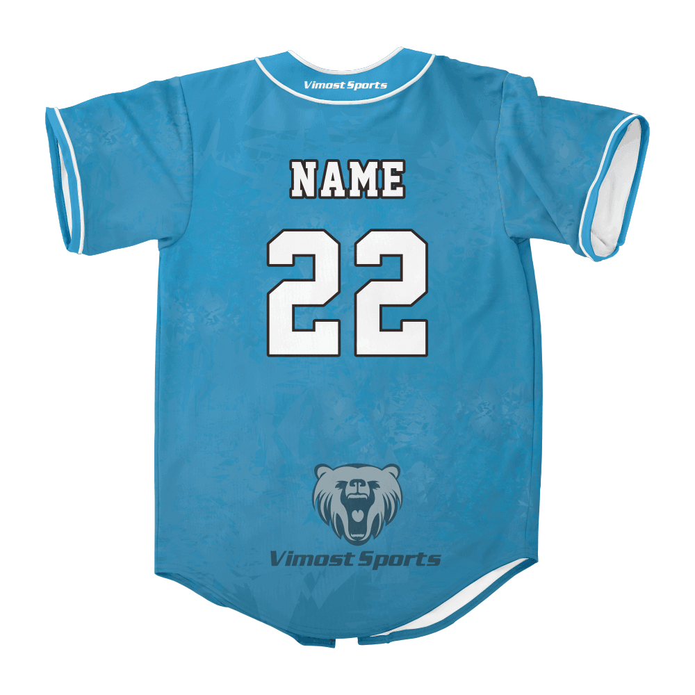  2022 Custom Sublimated Good Quality Full Buttons Baseball Jerseys of Blue Colors