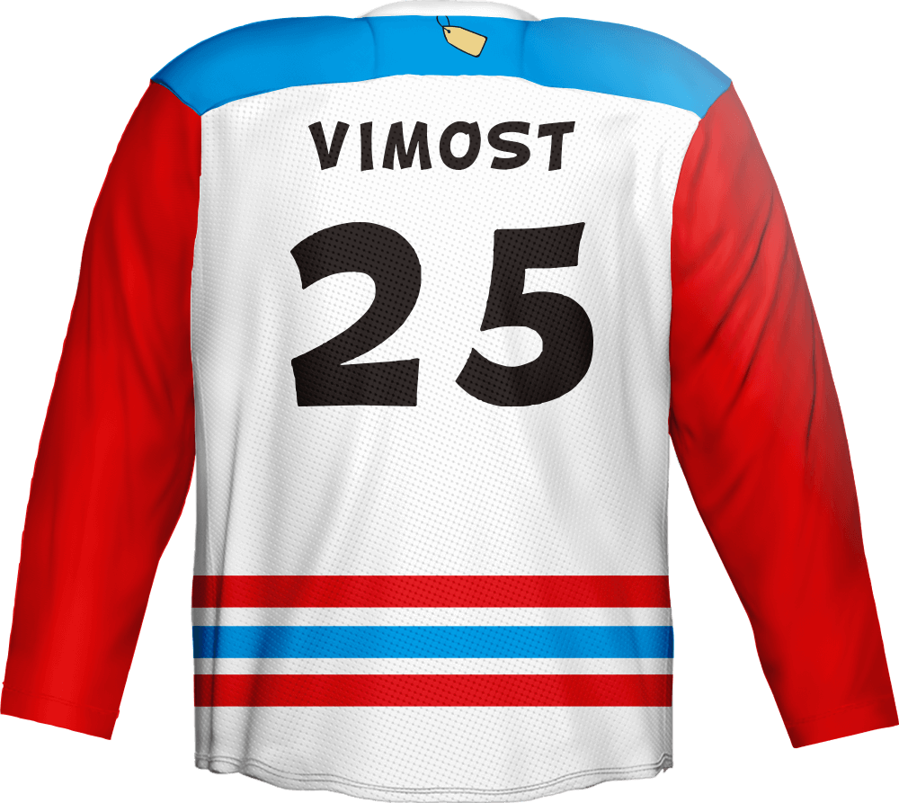 2022 Custom Sublimated Ice Hockey Jerseys of Red Sleeves with Good Quality