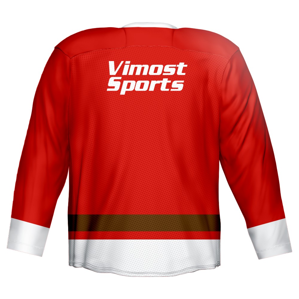2022 Custom Sublimated White And Red Ice Hockey Jerseys of Good Quality