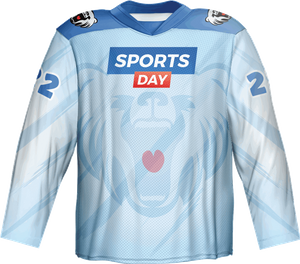 100% Polyester Custom Sublimated Blue Ice Hockey Jerseys with Shoulders