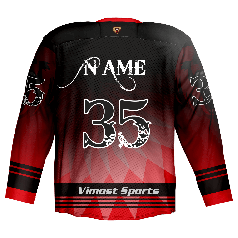  Fully Sublimation Custom Red And Black Ice Hockey Jersey Neck with Strings