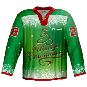 Hot Christmas Design Ice Hockey Jerseys with Red And Green Color