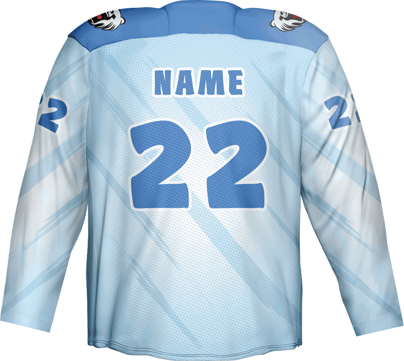 100% Polyester Custom Sublimated Blue Ice Hockey Jerseys with Shoulders