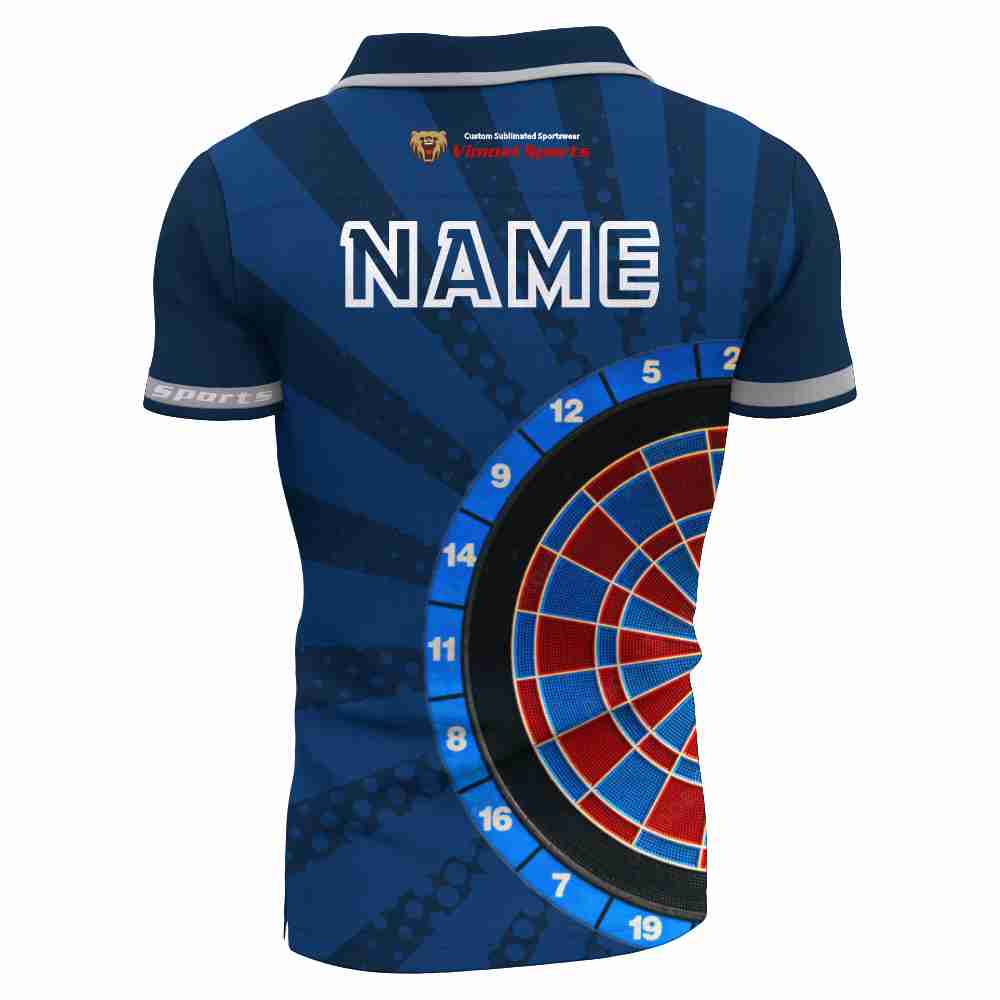 2022 Sublimated Custom 100% Polyester Short Sleeves Dart Shirt of Blue Colors
