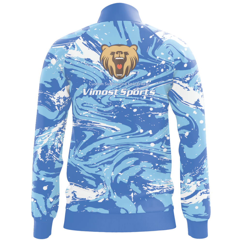 2022 New Fashionable Sublimated Jacket with Blue Zipper on The Front