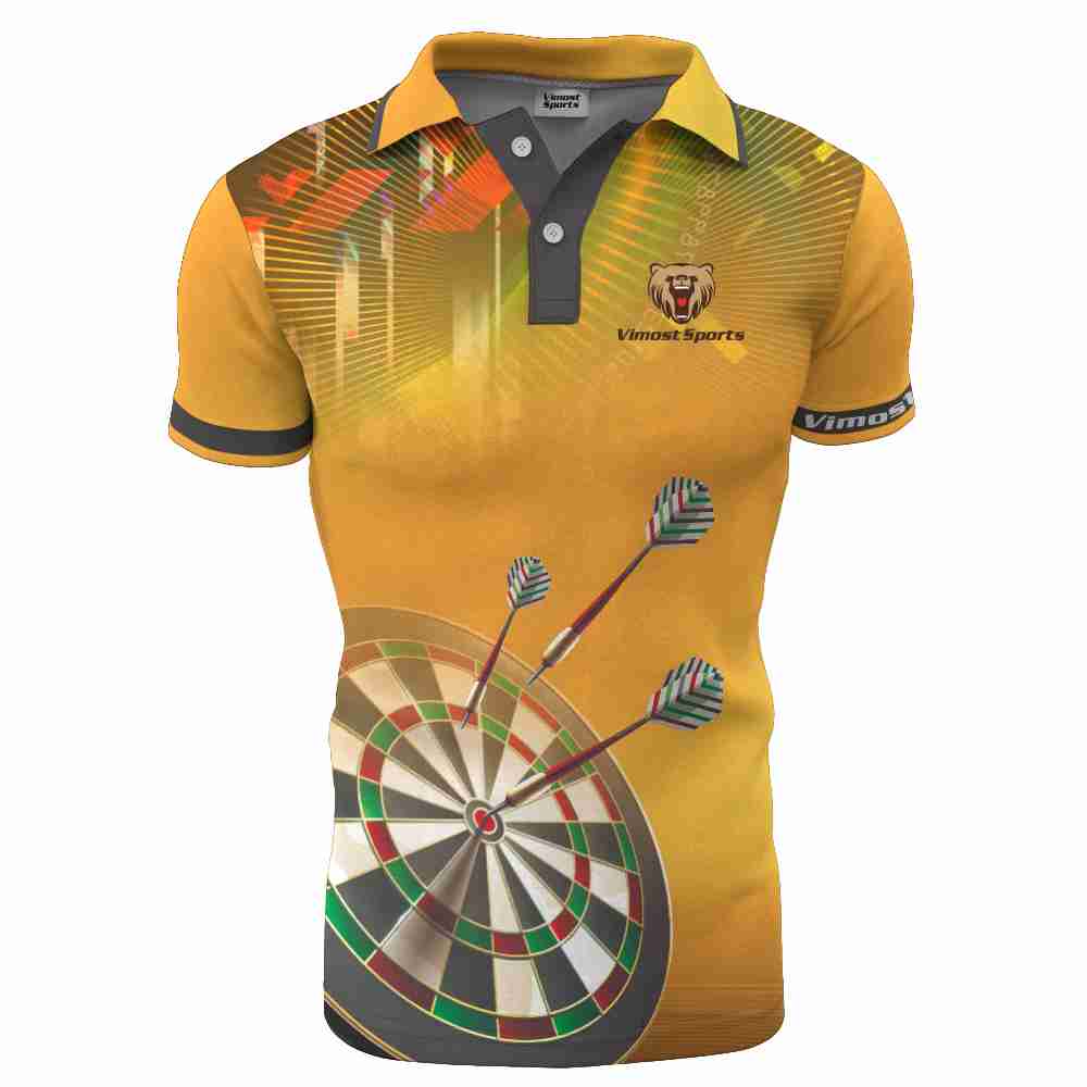 2022 Sublimated Custom 100% Polyester Short Sleeves Dart Shirt of Yellow Colors